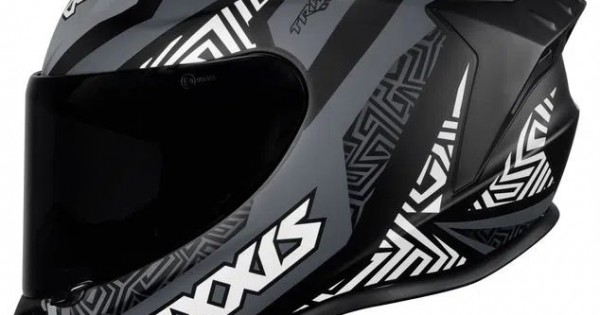 CAPACETE AXXIS DRAKEN TRACER PRETO FOSCO COM CINZA E BRANCO